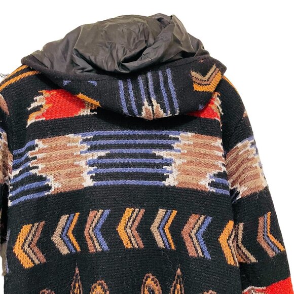 Eugenia By Angenie Womens Hooded Southwestern Coat Multicolor Jacket Acrylic Nyl - Picture 8 of 10